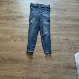 SPANX Dark Blue Distressed Ankle Jeans